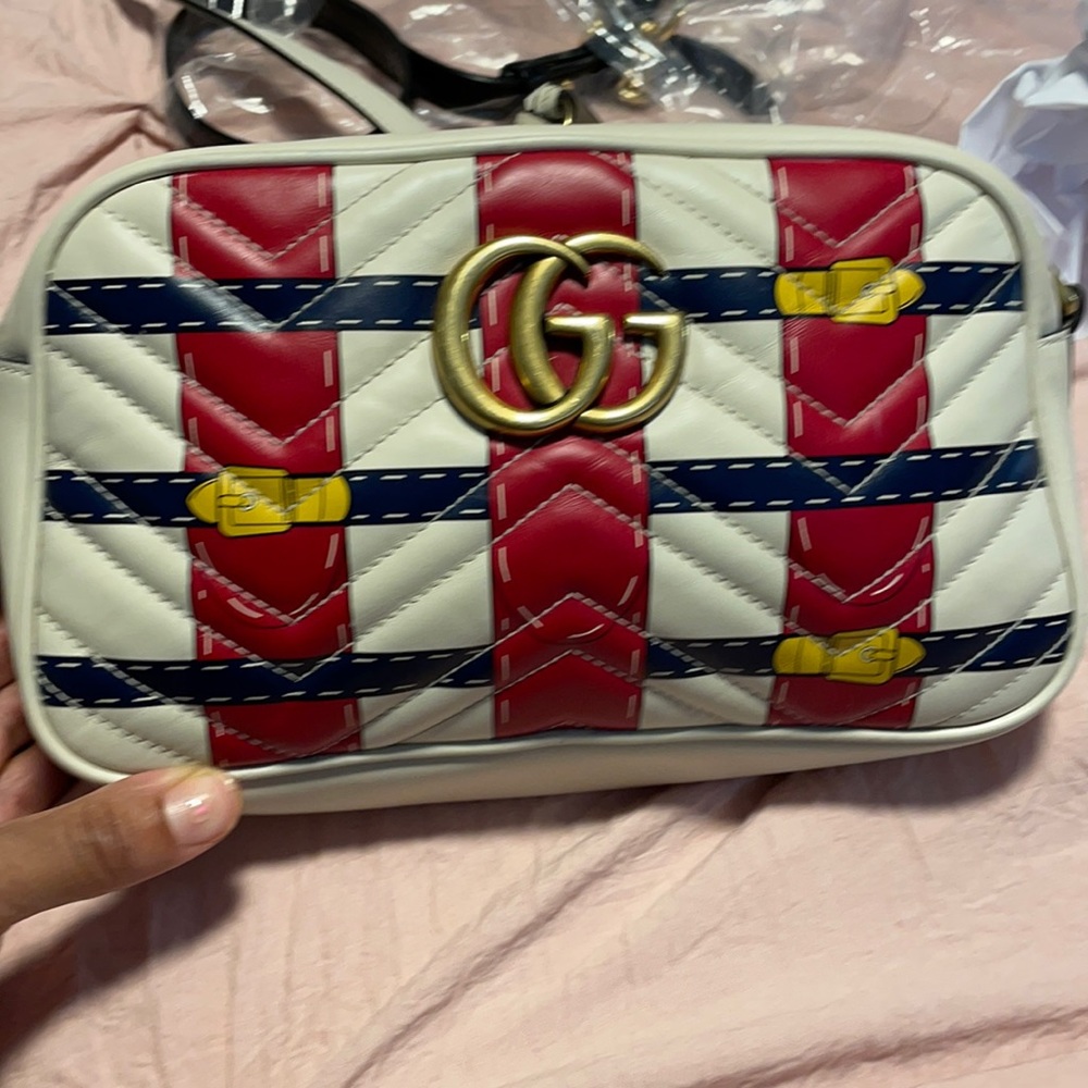 Shoulder Marmont Gg Trompe L'oeil White Leather Cross Body Bag